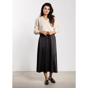 Dámská sukně Saténová midi sukně s vysokým pasem A739 Barva: Černá, Velikost: L