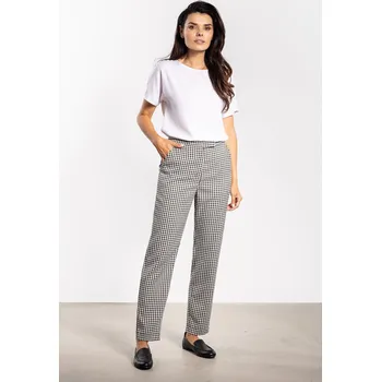 Dámské kalhoty Dámské kostkované cigaretové kalhoty A748 Barva: Černo-Bílá, Velikost: XL