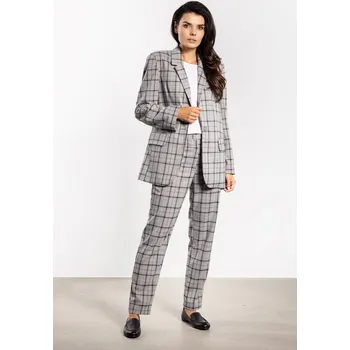 Dámské sako Styloví dámskí kostkovaní sako volného střihu A749 Barva: Šedá, Velikost: S