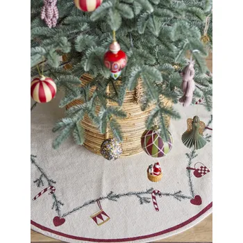 Koberec Bloomingville Koberec pod vánoční stromeček Ø110 cm Bloomingville, Yule Tree Rub, Red, Cotton