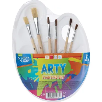 Umělecký štětec JUNIOR-ST Sada Arty pro výtvarníky - 6x štětec + paletka