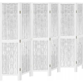 Paraván Paraván do pokoje, 6dílný, bílý, masivní dřevo paulovnie