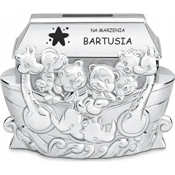 Pokladnička Pokladnička se jménem otevírací stříbrná s gravírováním Dárek k Vánocům pro dítě