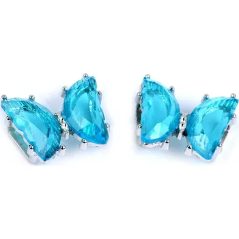 Kovová ozdoba / průvlek motýl s kamínky 15x18 mm, barva 4 modrá azurová