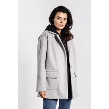 Dámský kabát Volná, oversized dámská bunda s kapsami A751 Barva: Šedá, Velikost: XL