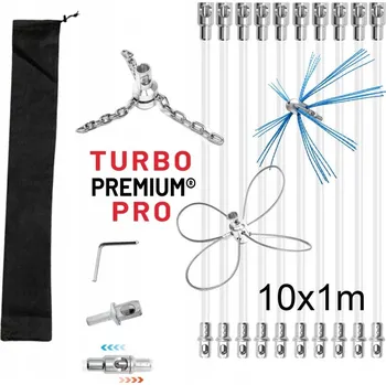 Čistič komínů Rotační kartáč na čištění komína Komplet TURBO Premium PRO - 10m