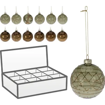 Vánoční dekorace Vánoční skleněná koule 80 mm - zelená, třpytivá (cena za 1 ks)