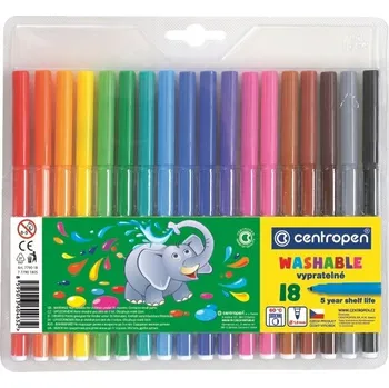 Popisovače 24 barevných fixů pro děti, fixy Centropen barevné omyvatelné fixy 24 Fixy 18 ks