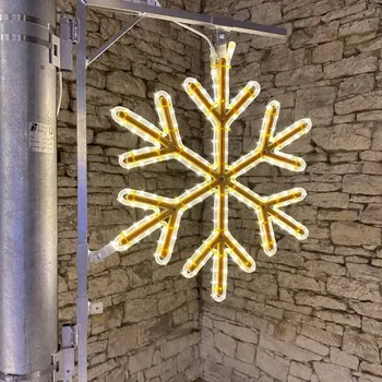 Vánoční stromek DECOLED LED světelná vločka VI, na sloupy VO 3D tisk, pr. 65 cm, teple bílá