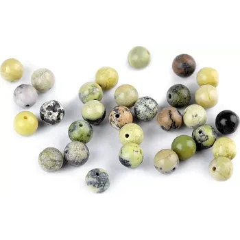 Korálek Minerální korálky Jaspis žlutozelený Ø6 mm - 10 ks