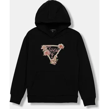 Chlapecká mikina Dětská mikina Guess černá barva, s kapucí, s potiskem, J5BQ21 KCKF2 J5BQ21.KCKF2.9BYA 99X, vel. 158-166