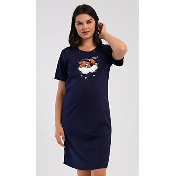 Dámská noční košile mateřská Méďa na obláčku tmavě modrá XL