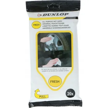Vlhčený ubrousek Univerzální čisticí ubrousky Dunlop na ráfky, palubní desku, světlomety, okna, 20 kusů