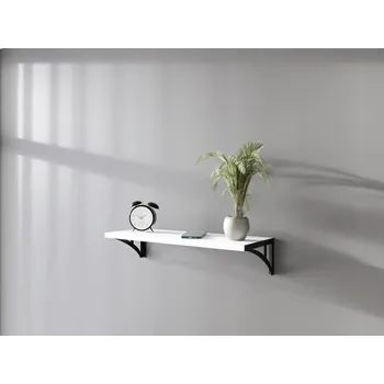 police Nástěnná police 60 cm bílá Julia moderní s kovovými úchyty loft