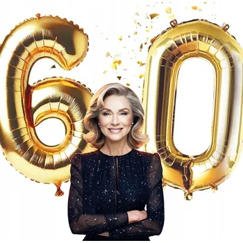 Balónek SADA balónků k 60. NAROZENINÁM zlaté BALÓNKY ČÍSLA VELKÉ XL na helium