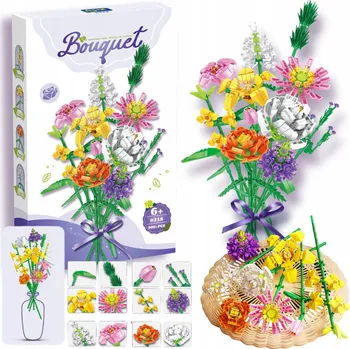 ostatní stavebnice STAVEBNICE 900 DÍLŮ KYTICE KVĚTINY SADA PRO DOSPĚLÉ A DĚTI 8+