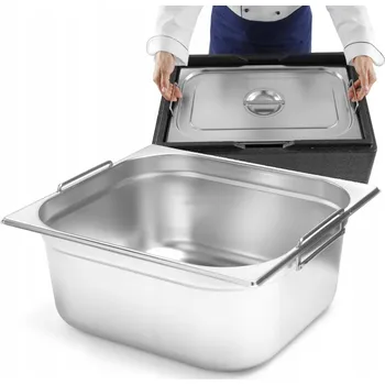 Dóza na potraviny GASTRONOMICKÁ NÁDOBA GN 1/2 NEREZOVÁ OCEL S UCHYTY 9,5L HENDI