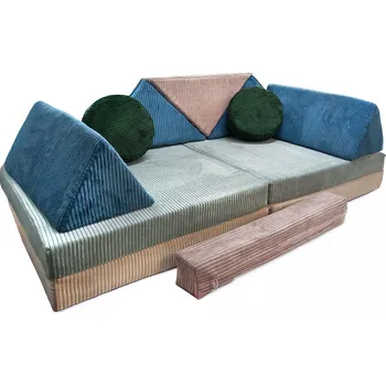 Pohovka Modulární rozkládací dětská pohovka z manšestru, multifunkční