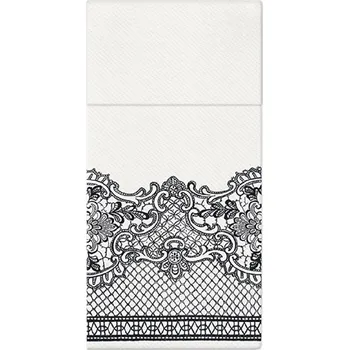 Papírový ubrousek Ubrousky na příbory PAW AIRLAID 40x40 cm Royal Lace black, 25 ks/bal