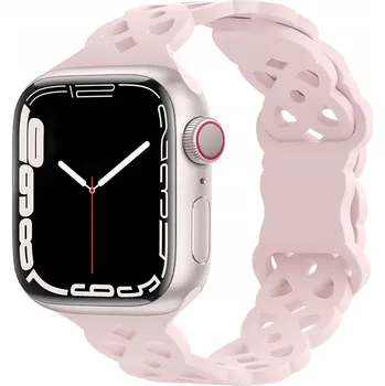 Řemínek na hodinky ŘEMÍNEK PRO APPLE WATCH 42/44/45mm SE/9/8/7/6/5/4/3/2/1 RŮŽOVÝ PROLAMOVANÝ