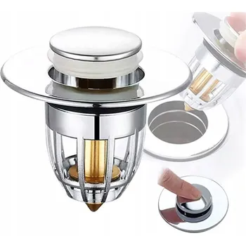 sítko a zátka do dřezu ZÁTKA UMYVADLA KLIK KLAK MULTIFUNKČNÍ CHROMOVÁ SE SÍTKEM DO ODPADU