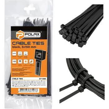 Stahovací páska Stahovací páska (trytytka) nylonová černá 3 x 150 mm, 100 ks Polax