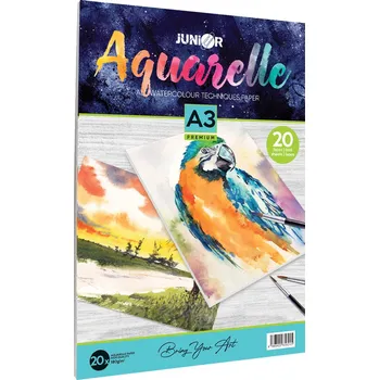 Junior Blok na malování akvarelovými technikami Aquarelle - A3 PREMIUM 20 listový, 180g/m2