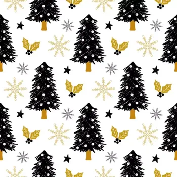 Vánoční dekorace Vánoční ubrousky Daisy L - Black Graphic Xmas Trees - SD_GW_021801