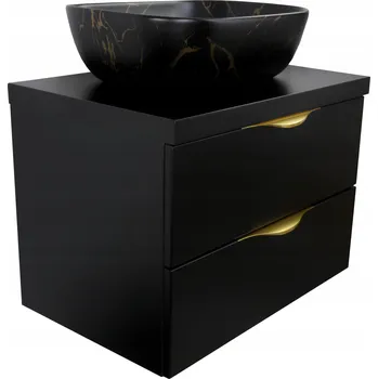 Koupelnový nábytek KOUPELNOVÁ SKŘÍŇKA POD UMYVADLO S DESKOU | 50 CM | ČERNÝ MATNÝ LAK | MDF