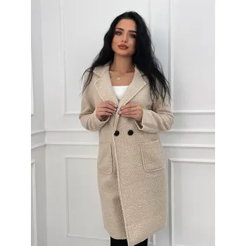 Moderní dámský kabát TEDDY béžový, VELIKOST UNI ( S, M , L )