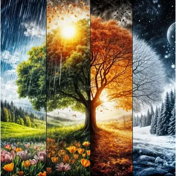 Diamantové malování Diamantové malování - Strom a čtyři roční období + třpytivé kamínky (70 x 70)