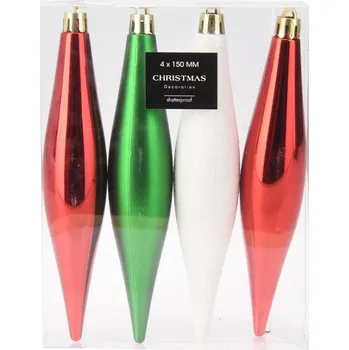 Vánoční dekorace Vánoční ozdoby - 150 mm, mix barev (sada 4 ks)