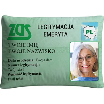 Obraz Polštář důchodové karty 60x40 cm s vaší fotografií, Dárek k odchodu do důchodu