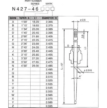jehla N427-46 rozměr HHH, Keihin D300CRB52372