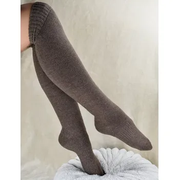 Dámské punčochy Dámské froté nadkolenky SF033 - 36-41 / tmavě hnědá