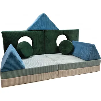 Pohovka Modulární rozkládací dětská pohovka z manšestru, multifunkční