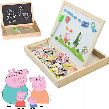 Obraz Magnetická tabule s křídou, 100 dílů – prasátko Pepa oboustranná