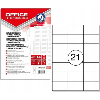 Samolepící etiketa Štítky OFFICE PRODUCTS 63,5 x 38,1 mm bílé 100 ks