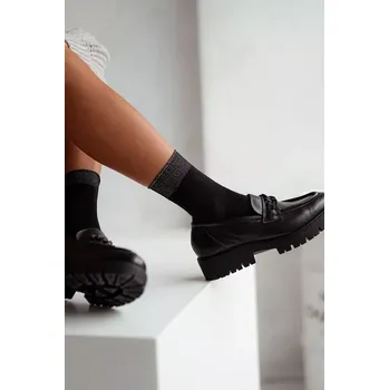 Pánské ponožky DÁMSKÉ BAVLNĚNÉ PONOŽKY S LUREXOVÝM ŽEBROVÁNÍM 0200.060 černá 37-41