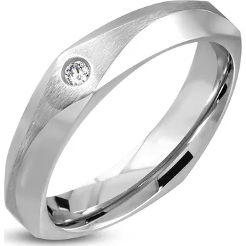 Prsten Šperky4U Ocelový prsten se zirkonem, vel. 52 - velikost 52 - OPR1783-52