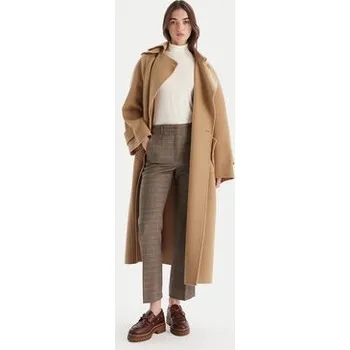 Dámské kalhoty Weekend Max Mara Kalhoty z materiálu Baco 2525136042 Hnědá Regular Fit 42