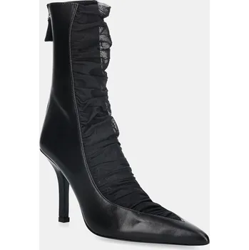 Dámské kozačky Kožené kotníkové boty Patrizia Pepe dámské, černá barva, na podpatku, 2Y0020 V038 K103 2Y0020.V038.K103 99X, EUR 38