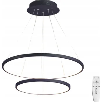 STROPNÍ SVÍTIDLO 2 KRUHY černá závěsná LED LUSTR + DÁLKOVÝ OVLADAČ 60/80cm loft