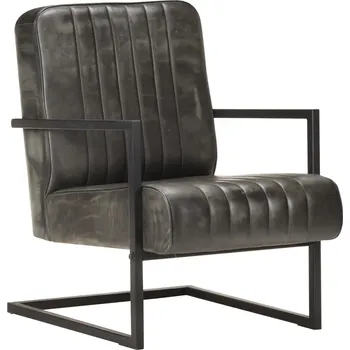 Křeslo vidaXL Konzolové křeslo šedé s ošoupáním pravá kůže