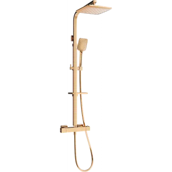 Sprchový set Mexen CQ62 nástěnná sprchová sada s dešťovou sprchou a termostatickou baterií, růžové zlato - 772506295-60 Nástěnné sprchové systémy