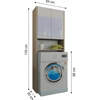 Koupelnový nábytek Koupelnová skříňka nad pračku LUNA 64 cm LESK AK