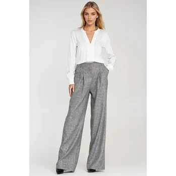 Dámské kalhoty Široké kalhoty s plisé SD116 Barva: Šedá, Velikost: XL