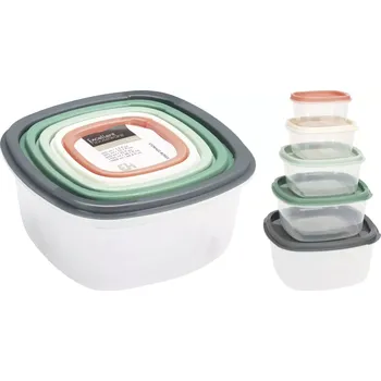 Dóza na potraviny Dózy na potraviny, sada 5 ks, plast, barevná víčka