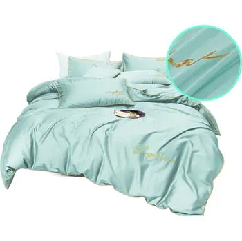 Povlečení SADA POVLEČENÍ 3 DÍLY MÁTOVÁ GLAMOUR 160x200 CM ELEGANTNÍ VÝŠIVKA