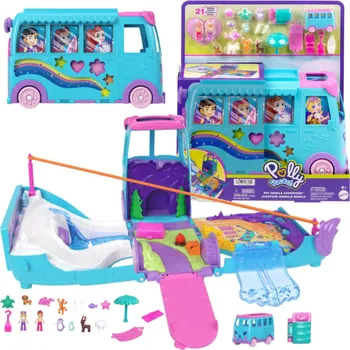 Panenka Mattel Polly Pocket Sada Cestovní Vozidlo s 2 Panenkami a Doplňky Pet Mobile Adventure 21 dílků